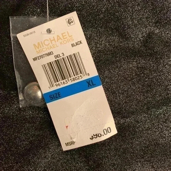 MICHAEL KORS  HEATHERED BUTTON-TRIM BLACKSILVER SHIMMER MINI SKIRT - Picture 5 of 5